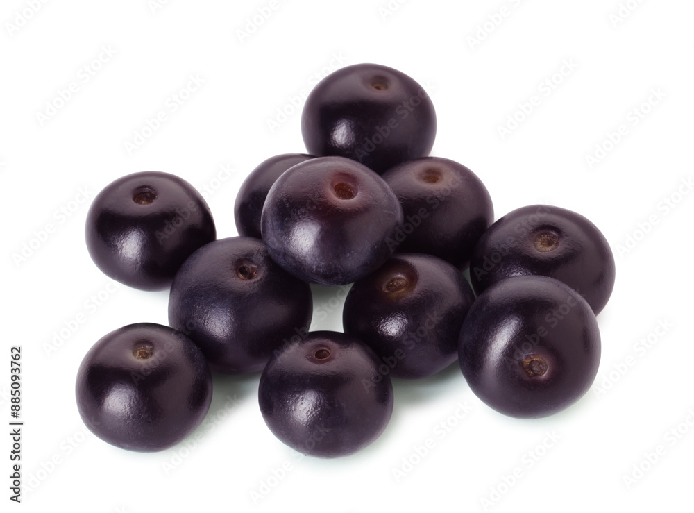 Fresh ripe acai berries isolated on white Fresh ripe acai berries isolated on white