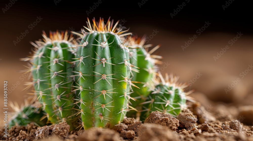 Several small, resilient cactus plants set firmly in natural desert soil, representing endurance, survival, and the persistent beauty of life in harsh environments. Several small, resilient cactus plants set firmly in natural desert soil, representing endurance, survival, and the persistent beauty of life in harsh environments.