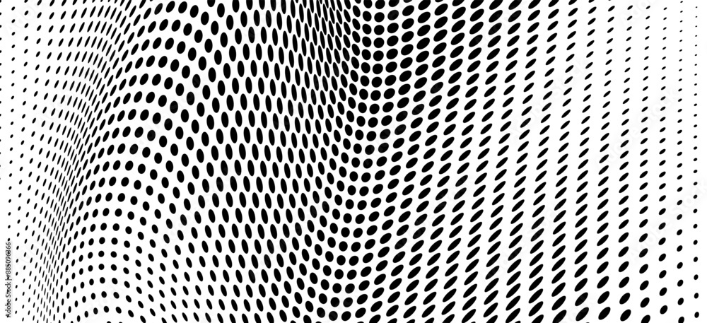 Abstract halftone texture. Chaotic waves of black dots on a white background Abstract halftone texture. Chaotic waves of black dots on a white background