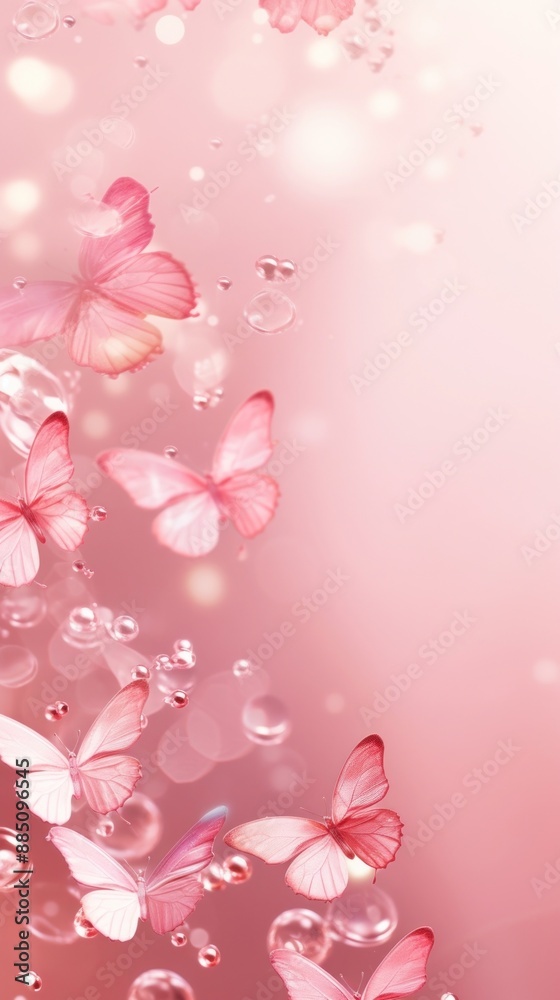 Fototapeta premium Pink butterflies chandelier blossom flower.