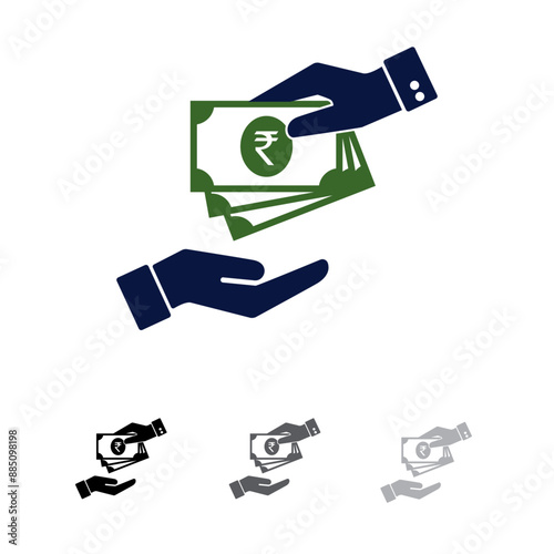 Helping hand, giving rupees