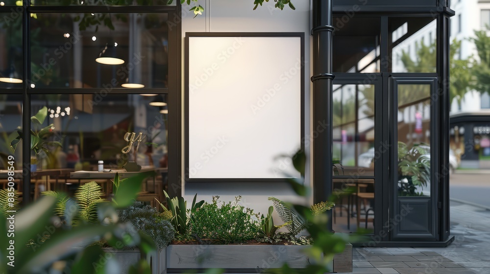 Blank shop frame signage, Blank restaurant shop sign or menu board with blank front realistic on a mockup template. Generative AI. Blank shop frame signage, Blank restaurant shop sign or menu board with blank front realistic on a mockup template. Generative AI.