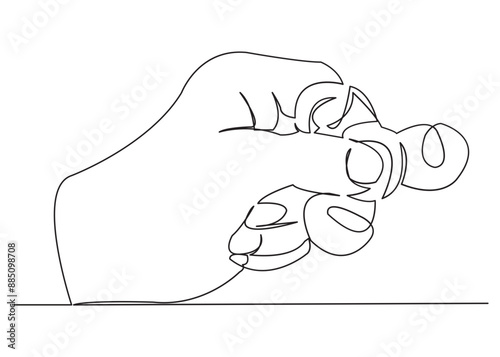 continuous single drawn one line hand with spiner hand-drawn picture silhouette. line art doodle