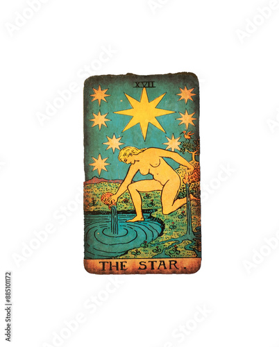 the Star, single Tarot Card on transparent Background