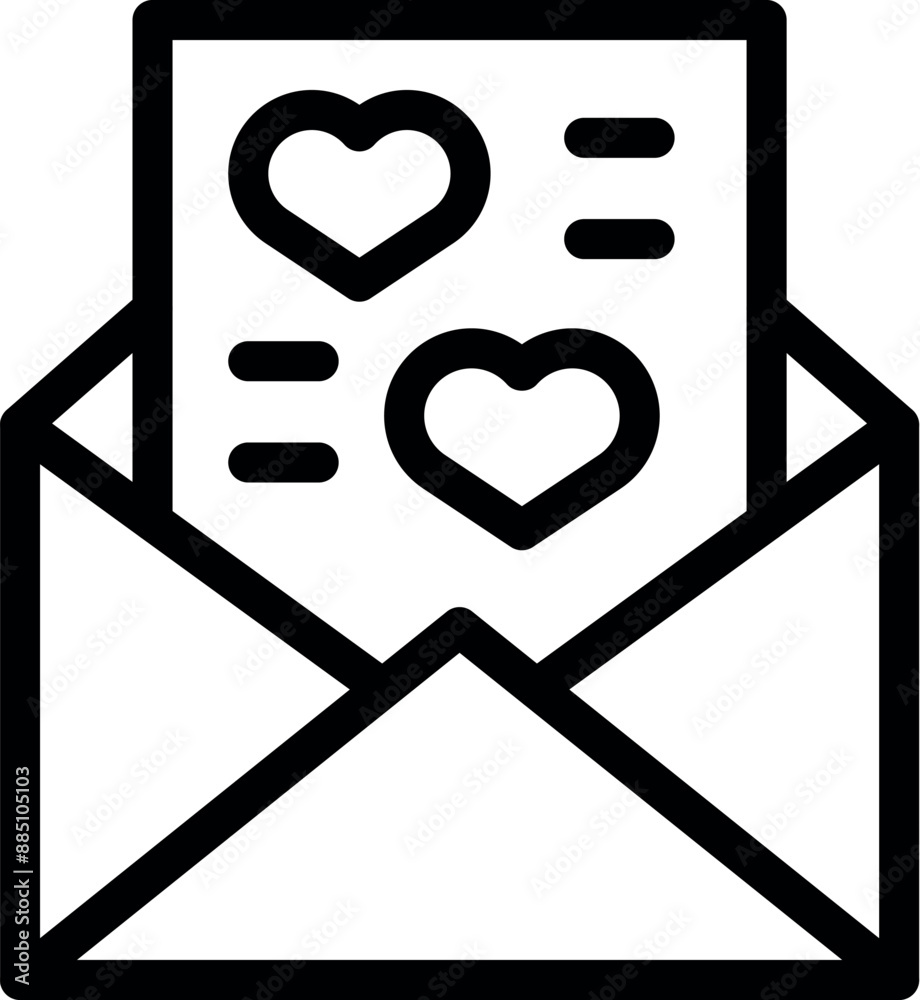 Open envelope containing a love letter with hearts, symbolizing affection and romance Open envelope containing a love letter with hearts, symbolizing affection and romance