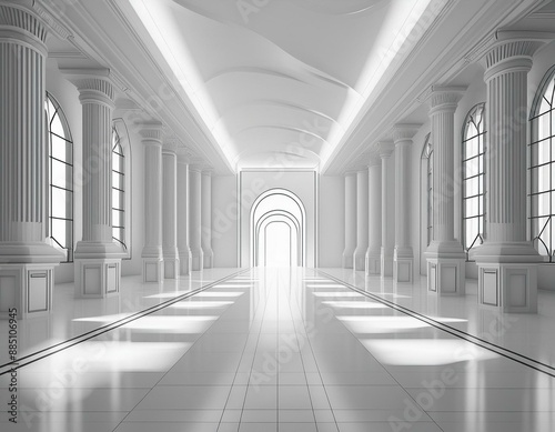 White interior wall room modern floor architecture hall light empty design indoor 