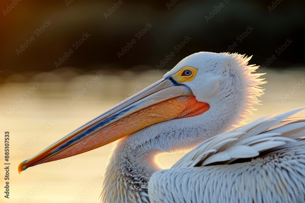 Dalmatian pelican's head. Latin name - Pelecanus crispus. Beautiful simple AI generated image in 4K, unique. Dalmatian pelican's head. Latin name - Pelecanus crispus. Beautiful simple AI generated image in 4K, unique.