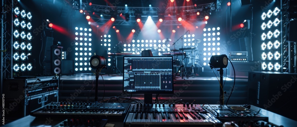 Obraz premium Vibrant Stage Setup for Live Performance in Stunning