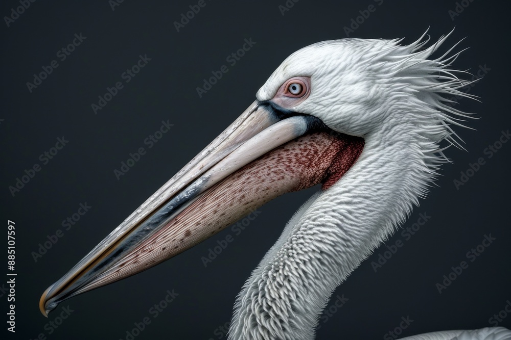 Dalmatian pelican's head. Latin name - Pelecanus crispus. Beautiful simple AI generated image in 4K, unique. Dalmatian pelican's head. Latin name - Pelecanus crispus. Beautiful simple AI generated image in 4K, unique.