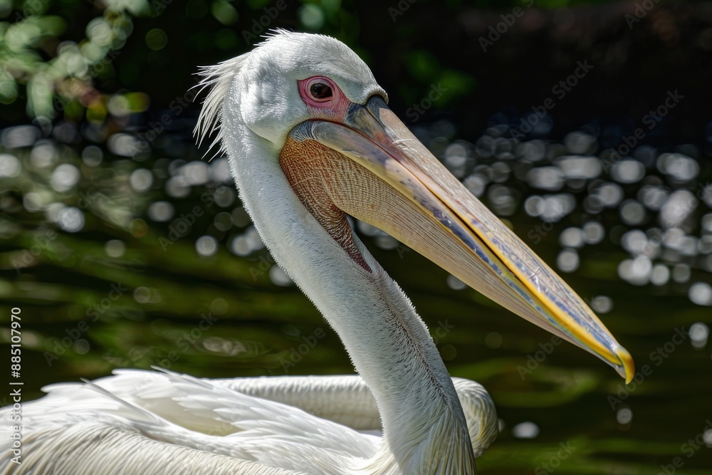 Close-up of Dalmatian pelican head in sunshine. Beautiful simple AI generated image in 4K, unique. Close-up of Dalmatian pelican head in sunshine. Beautiful simple AI generated image in 4K, unique.