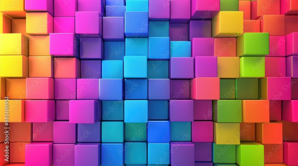 Abstract Colorful 3D Cube Pattern