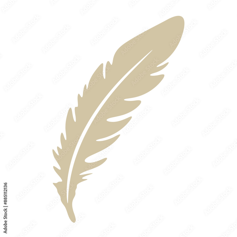 Fototapeta premium A white feather with a soft, wispy texture floating against a plain white background