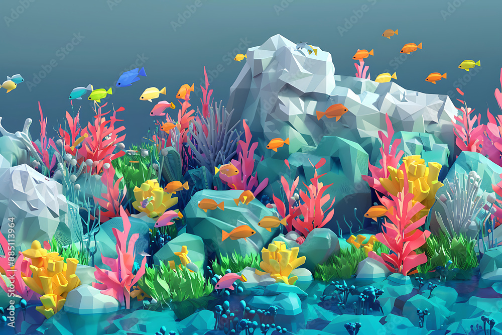 Undersea marine life illustration. Underwater world with sea ocean ...