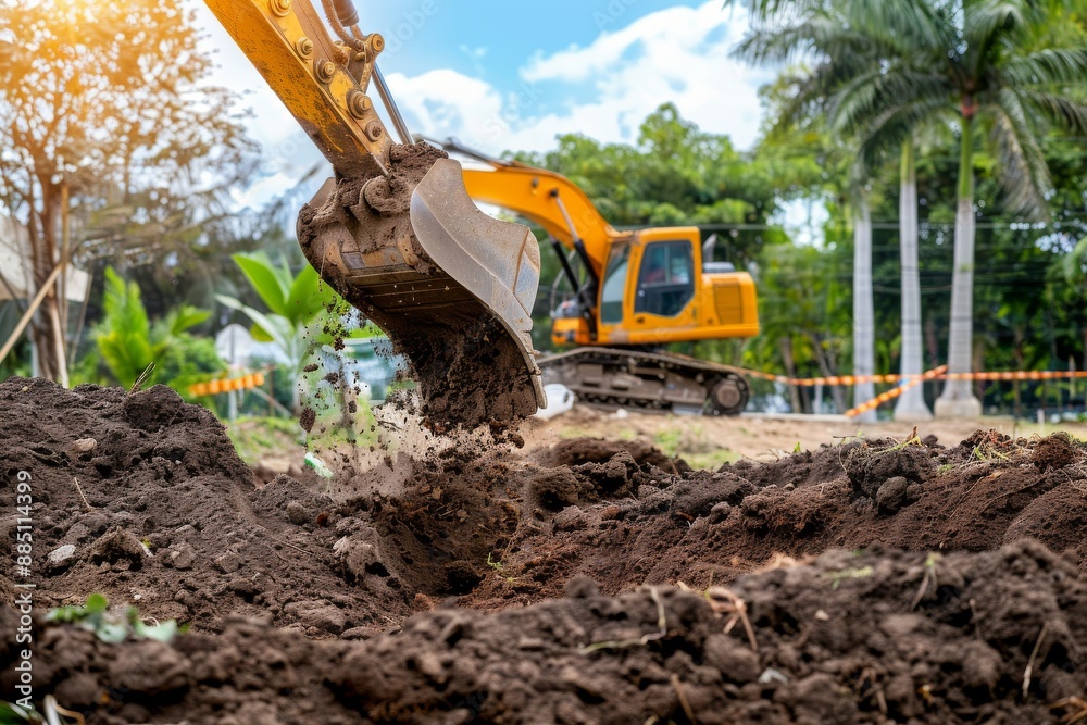 Close-Up of Crawler Backhoe on Soil. Beautiful simple AI generated image in 4K, unique. Close-Up of Crawler Backhoe on Soil. Beautiful simple AI generated image in 4K, unique.