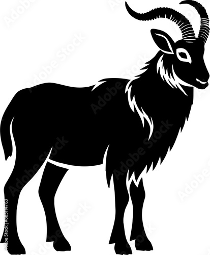 Goat silhoutte. Tahr silhoutte. Vector.