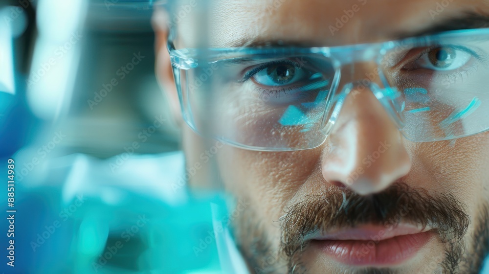 A close-up shot of laboratory glassware with blue liquid highlighting scientific experiments or research in a laboratory environment. A close-up shot of laboratory glassware with blue liquid highlighting scientific experiments or research in a laboratory environment.