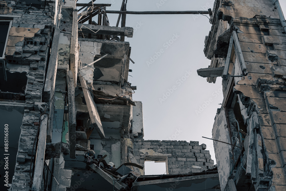 destroyed building in a city lost in the war in Ukraine destroyed building in a city lost in the war in Ukraine