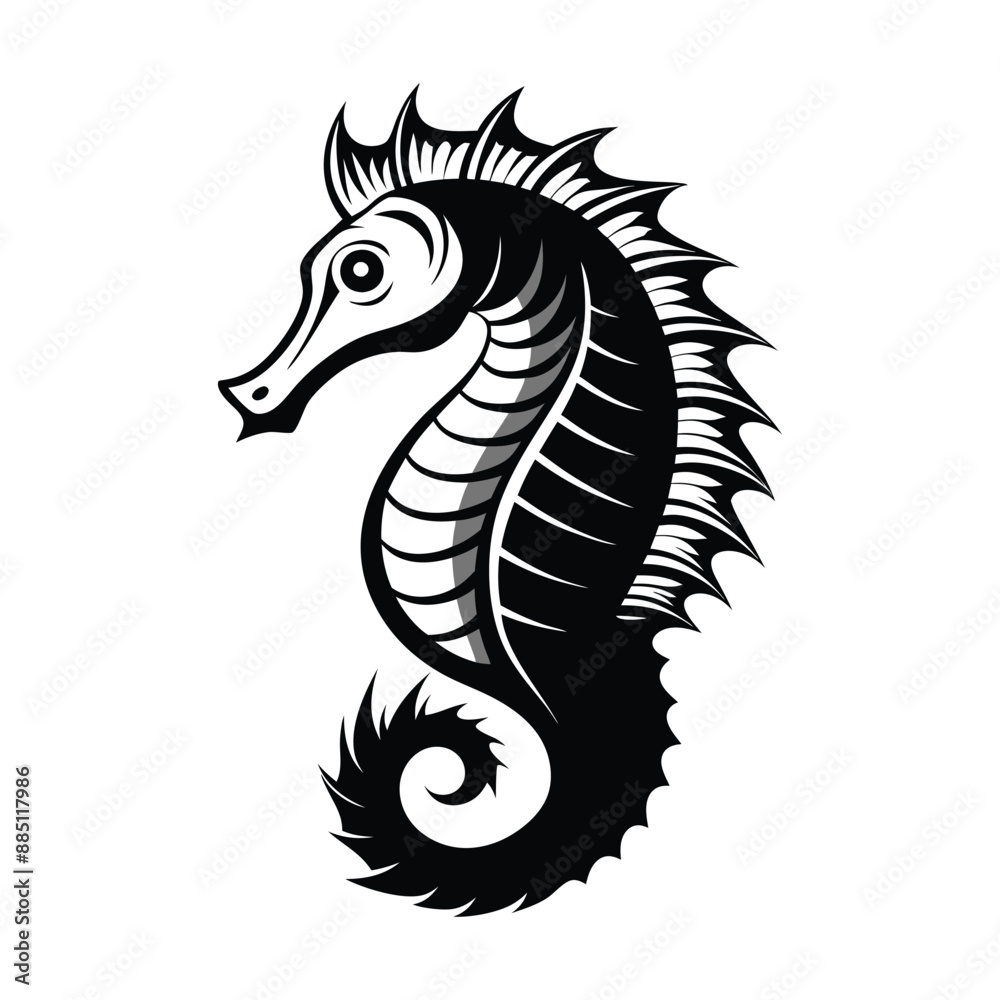 Obraz premium Seahorse Silhouette Vector Illustration
