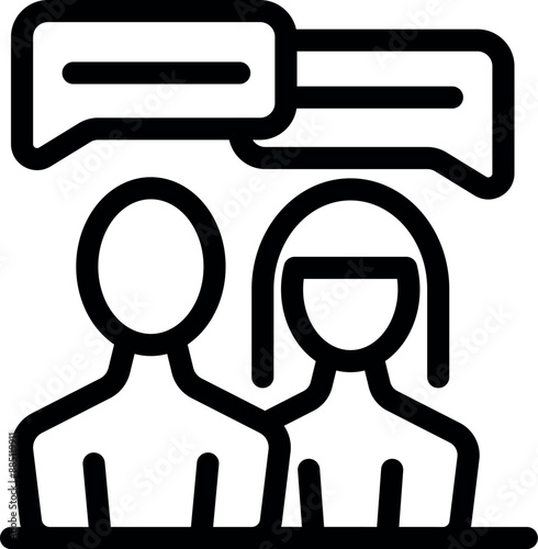Two people are having a discussion, represented by speech bubbles above their heads