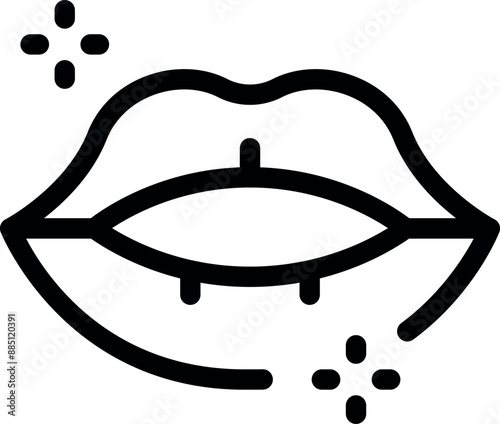Woman lips showing teeth sparkling icon in trendy style isolated on white background for web apps and mobile concept