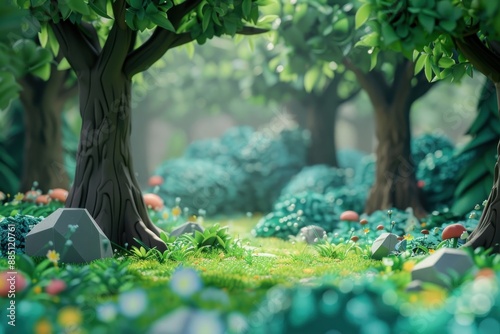 Fototapeta Naklejka Na Ścianę i Meble -  Cute forest background outdoors woodland nature.