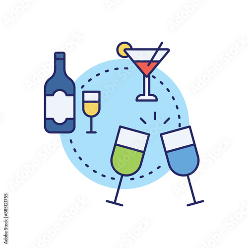 Champagne Flutes concept vector icon