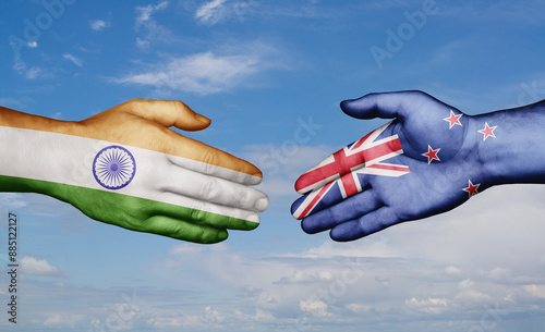 New Zealand and India country handshaking