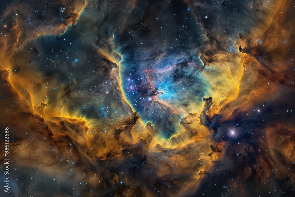 Obraz premium Сolorful nebula, with swirling clouds of gas