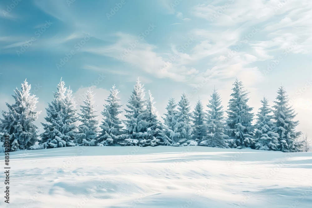 a snow covered field with trees in the background a snow covered field with trees in the background