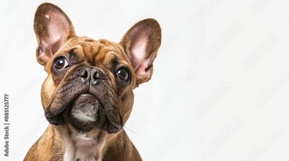 Friendly French Bulldog Portrait in Studio with White Background Friendly French Bulldog Portrait in Studio with White Background