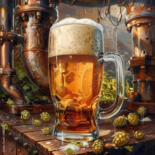 traditional beer in wooden background
