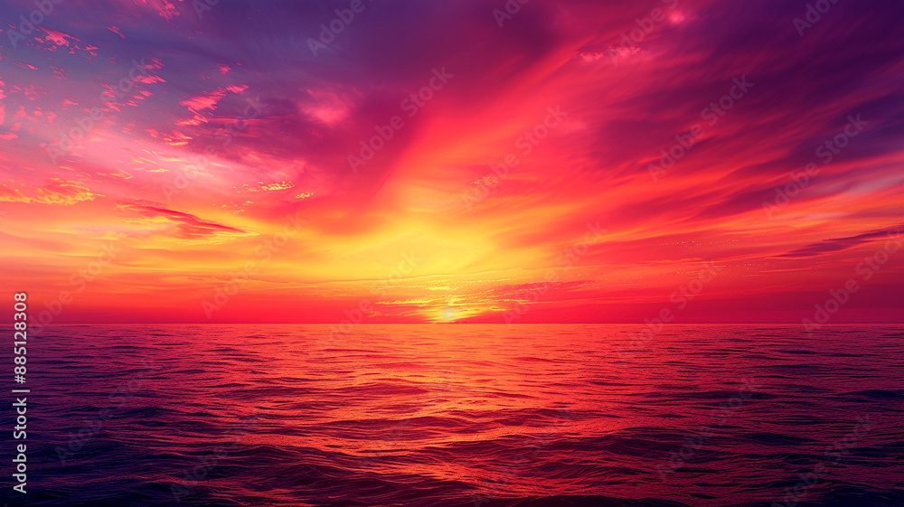 Obraz premium Colorful sunset over the ocean at dusk