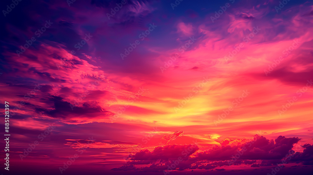 Vibrant sunset sky with pink and orange clouds Vibrant sunset sky with pink and orange clouds
