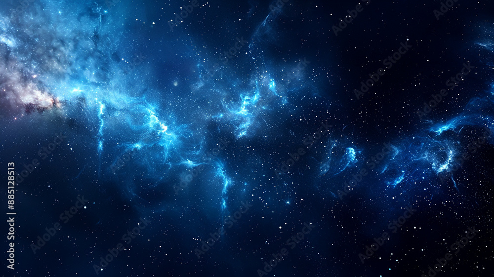 The blue nebula stands out in the vastness of space The blue nebula stands out in the vastness of space