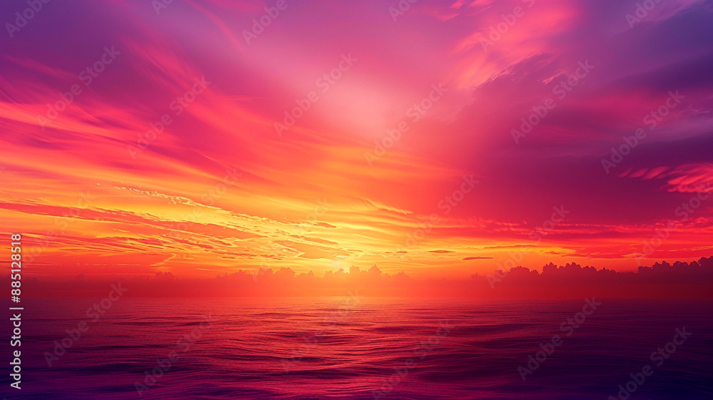 Fototapeta premium Vibrant sunset over a misty ocean