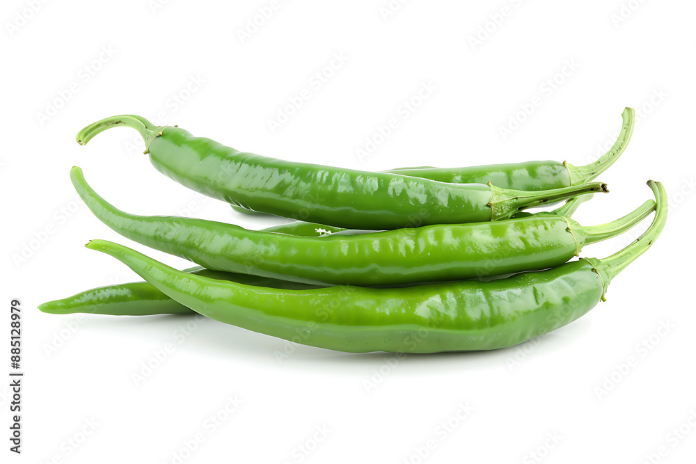 Green chili pepper isolated on white background. Clipping path included. Green chili pepper isolated on white background. Clipping path included.