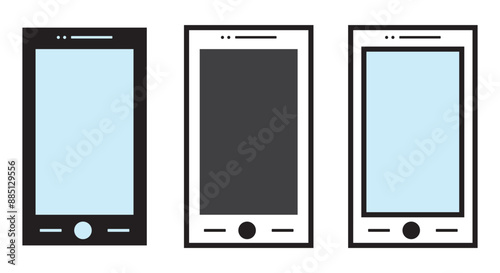 Printsmartphone mockup white screen. mobile phone vector Isolated on White Background. device UI UX mockup. phone different angles views