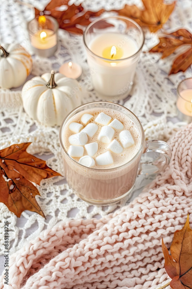 Cozy Autumn Evening With Hot Cocoa and Marshmallows Cozy Autumn Evening With Hot Cocoa and Marshmallows