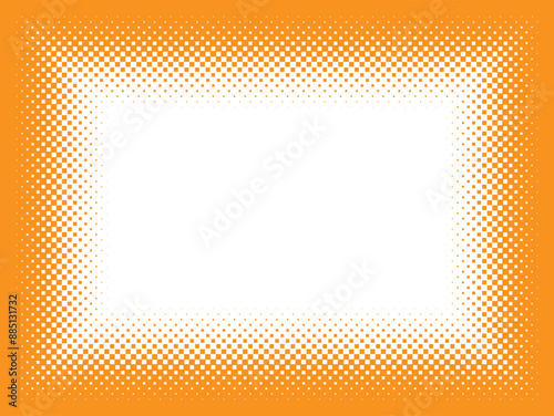 Vector rectangle frame orange square halftone gradient. Comics effect. Isolated on white background