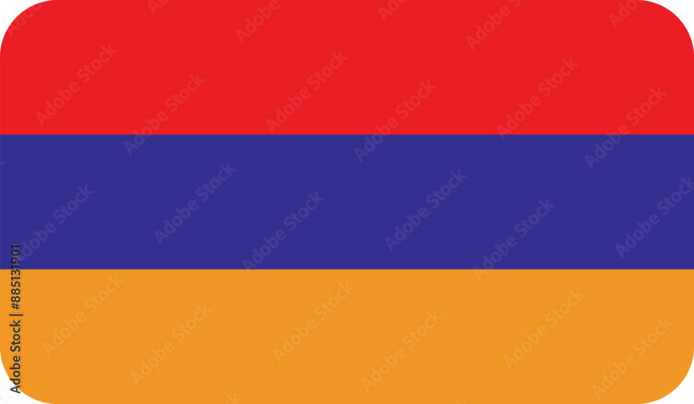 Fototapeta premium Flag of the Republic of Armenia with rounded edges. National symbol of Armenia. Vector image, flag icon.