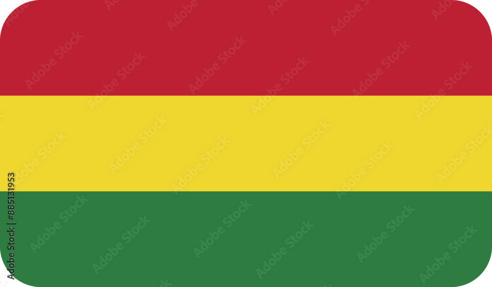 Flag of the Plurinational State of Bolivia with rounded edges. National symbol of Bolivia. Vector image, flag icon. Flag of the Plurinational State of Bolivia with rounded edges. National symbol of Bolivia. Vector image, flag icon.