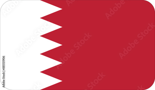 Flag of the Kingdom of Bahrain with rounded edges. National symbol of Bahrain. Vector image, flag icon.
