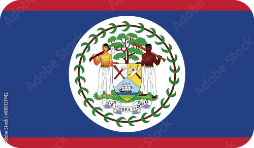 Flag of Belize with rounded edges. National symbol of Belize. Vector image, flag icon.