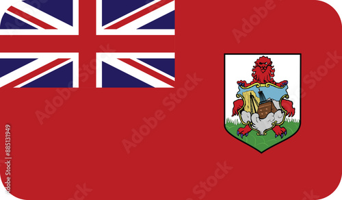 Flag of the Bermudas with rounded edges. National symbol of Bermudas. Vector image, flag icon.