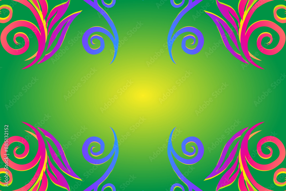 Beautiful colourful flowers and leaf line art pattern of indonesian culture traditional batik Beautiful colourful flowers and leaf line art pattern of indonesian culture traditional batik