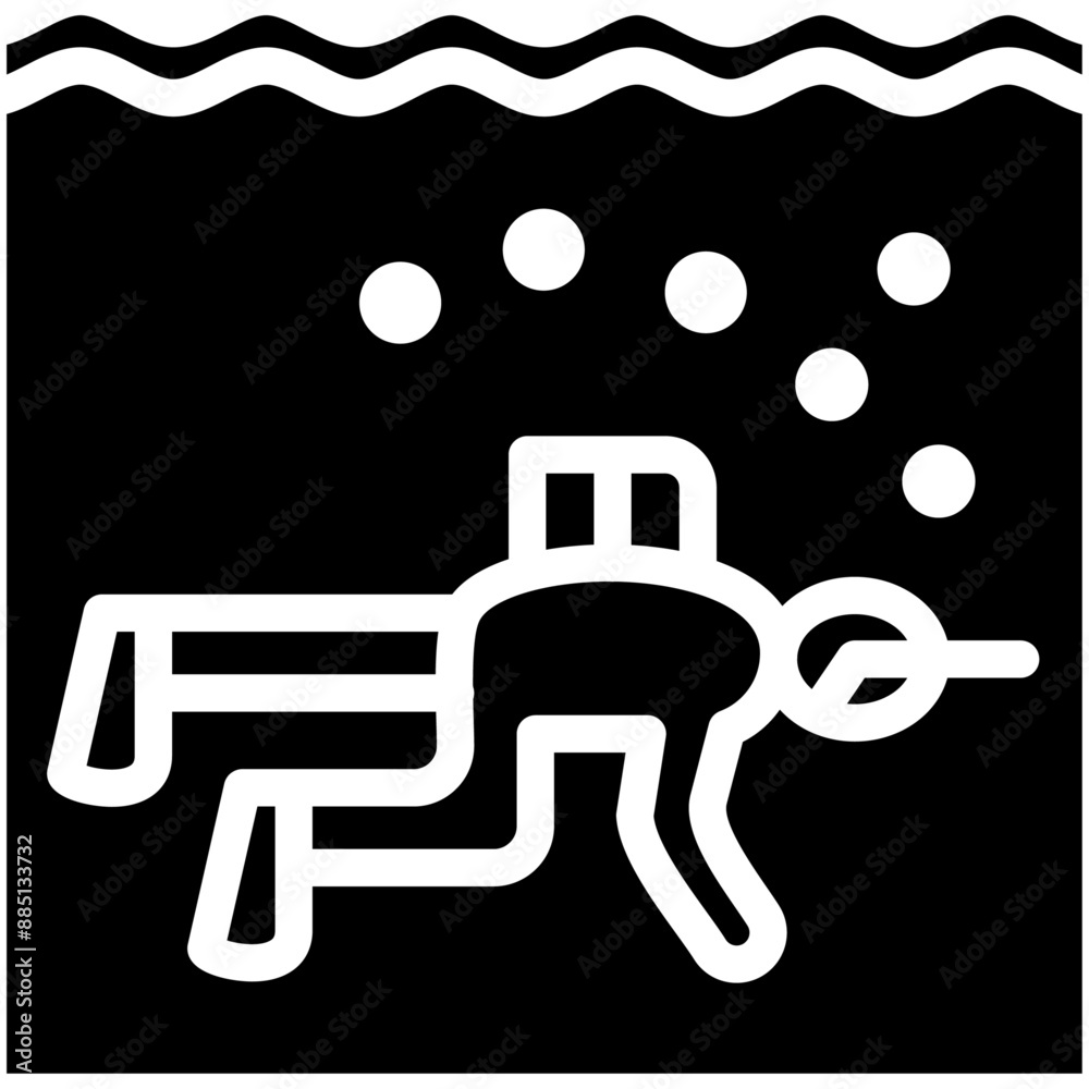 Drift Diving vector icon illustration of Vacation and Tourism iconset.