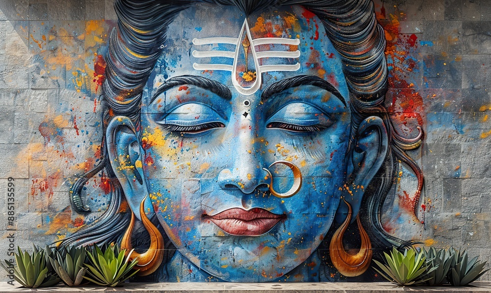 Fototapeta premium art painting hindu god shiva