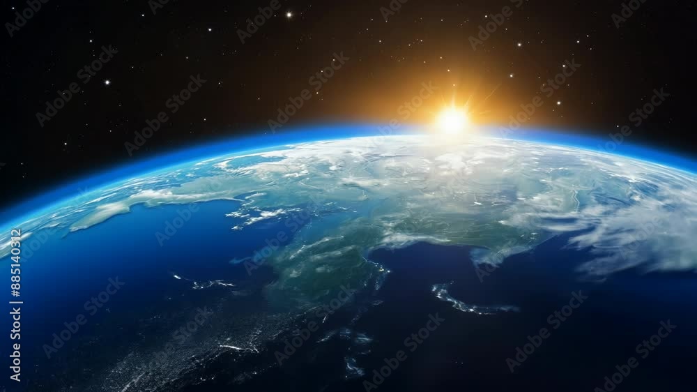 Sunrise Over Earth from Space with Stunning View of the Horizon Sunrise Over Earth from Space with Stunning View of the Horizon