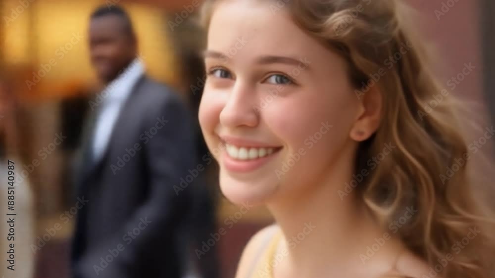 portrait of a young woman outdoors, close-up, blurred background, open view into the camera portrait of a young woman outdoors, close-up, blurred background, open view into the camera