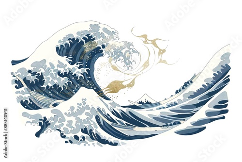 wave vector illustration Japanese motif. japan background. hand drawn illustration of japan
